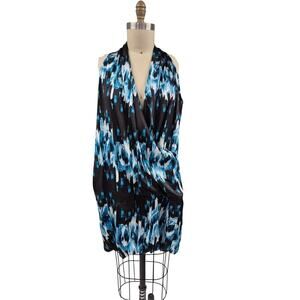 NWT Derek Lam For Design Nation Halter Dress Tunic Black/Teal/White Poly Sz XL